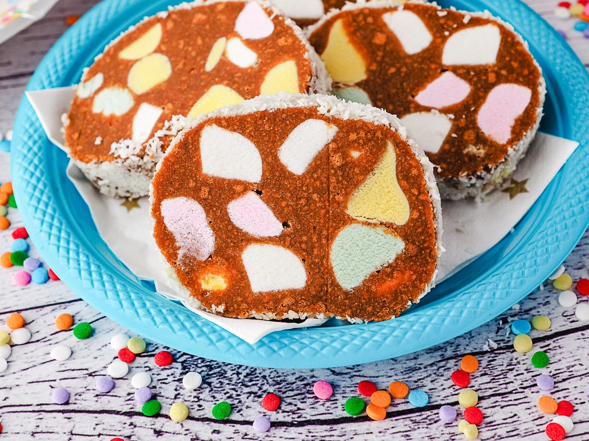 Lolly Cake 8 Close up lolly cake on a party plate.