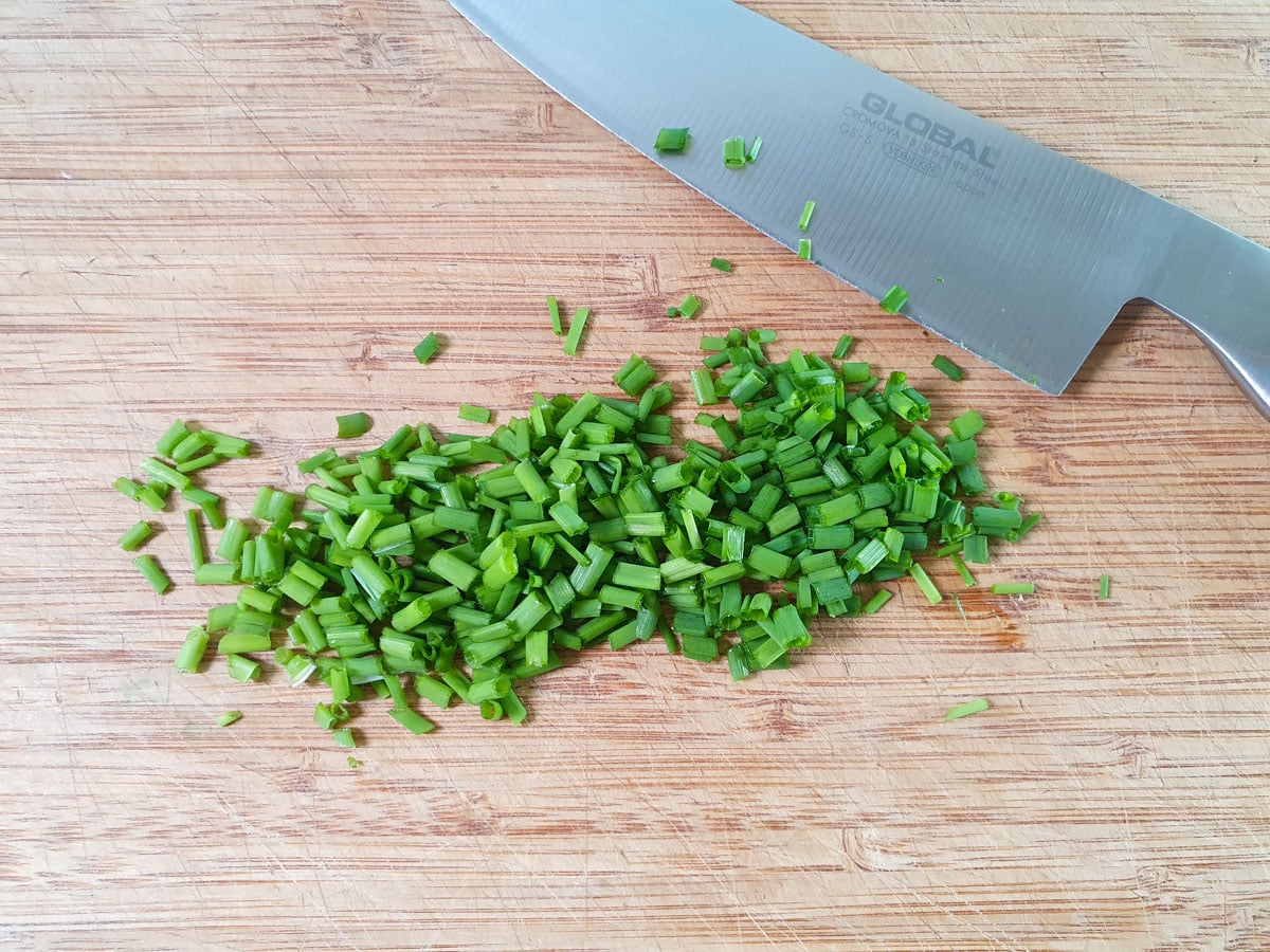 Sour Cream Dip 4 Finely chopping chives.